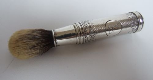 A Rare Early Victorian Silver Travelling Shaving Brush.