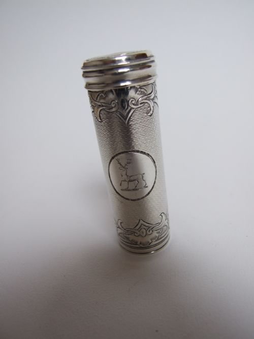 fig 1. A rare early Victorian silver travelling shaving brush.