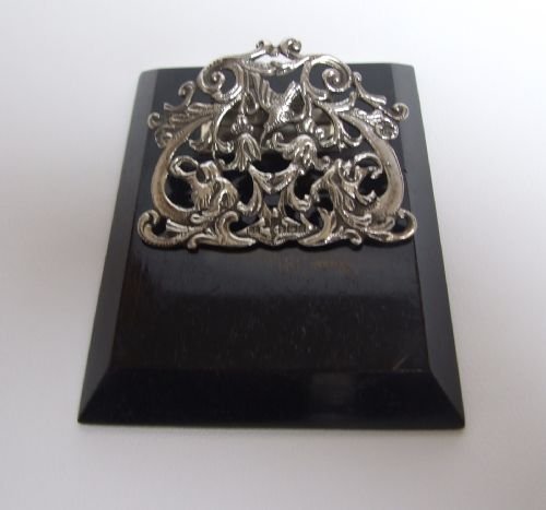 Attractive Edwardian Silver and Ebony Desk Clip.
