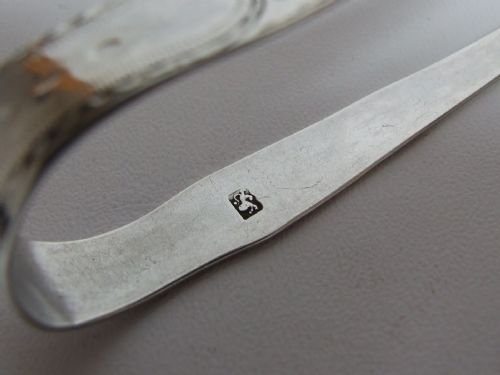 fig 1. A rare pair of 18th Century Exeter silver tongs.