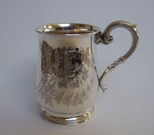 A Quality Victorian Silver Gilt Christening Mug.
