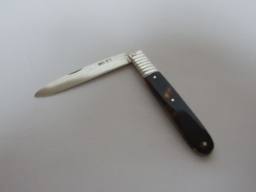 A Rare Early Victorian Silver Nad Tortoiseshell Fruit Knife.