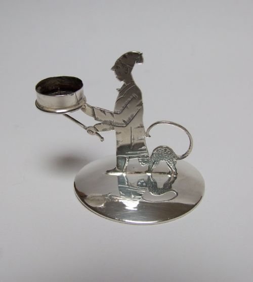 A Rare Edwardian Miniature Silver Go-to-bed Candle Holder.