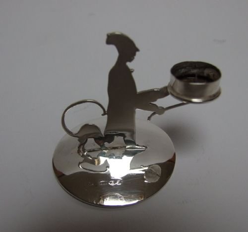 fig 1. A rare Edwardian miniature silver go-to-bed candle holder.