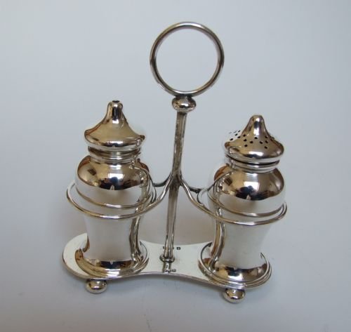 A Stylish Edwardian Silver Salt & Pepper Cruet.