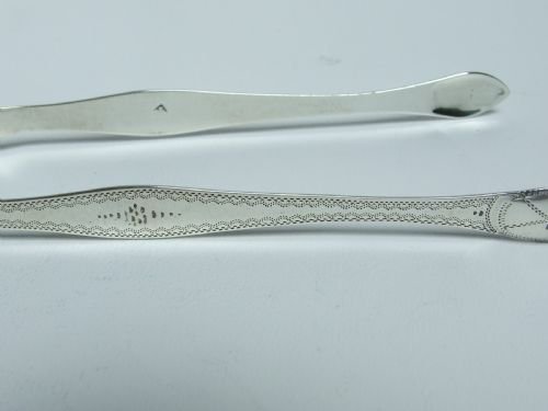 fig 1. An elegant pair of Bateman Family silver tongs.