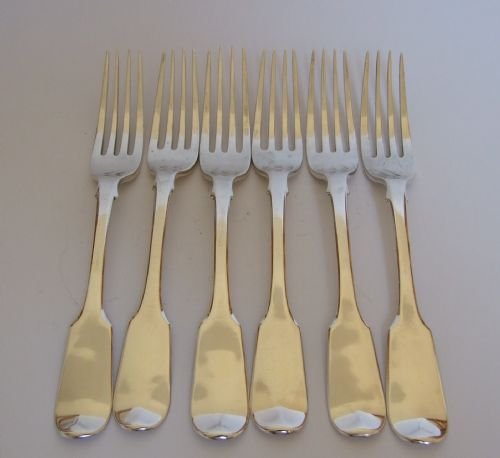 A Rare Set of Six Victorian Silver Dessert Forks.