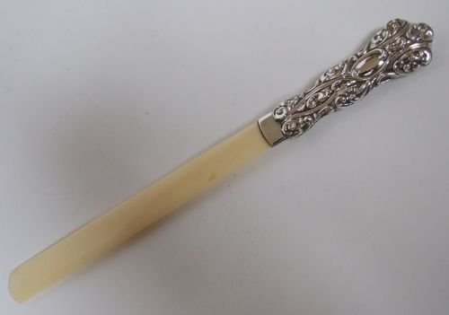 A Lovely Edwardian Silver and Ivory Page Turner/letter Opener.