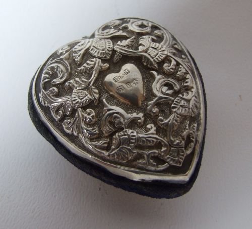 A Rare Victorian Silver Heart Shaped Pincushion.