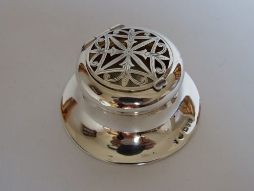 An Extremely Rare Novelty Silver Trinket Pot with Pot Pouree Resevoir.