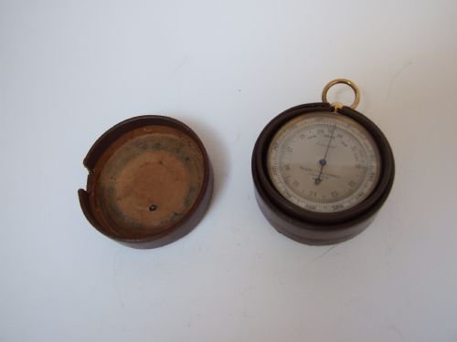 A Rare Victorian Cased Negretti & Zambra Pocket Barometer.