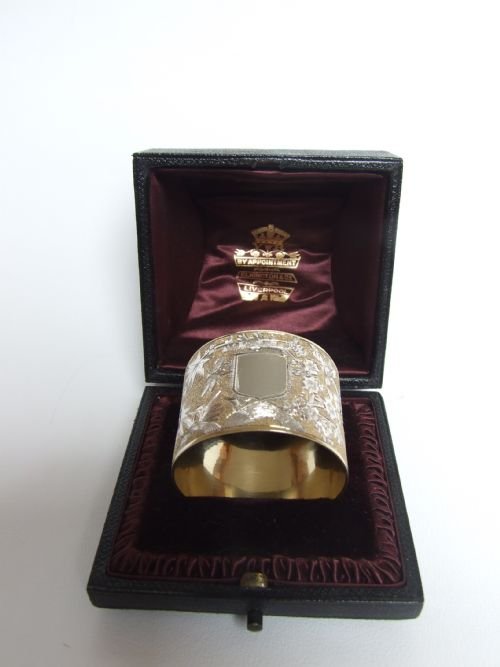 A Truly Magnificent Victorian Silver Gilt Napkin Ring in the Aesthetic Taste.