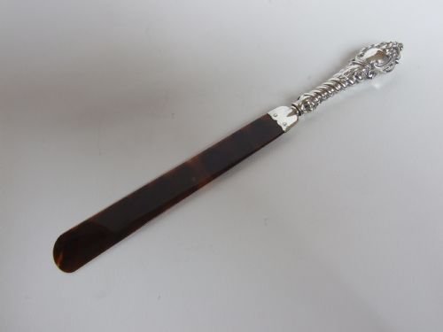 A Charming Edwardian Silver & Tortoiseshell Page Turner/letter Opener.