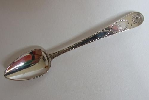 A Rare Irish Silver Bright Cut Teaspoon.
