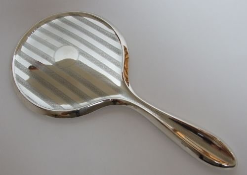 Stylish Art Deco Silver Hand Mirror.