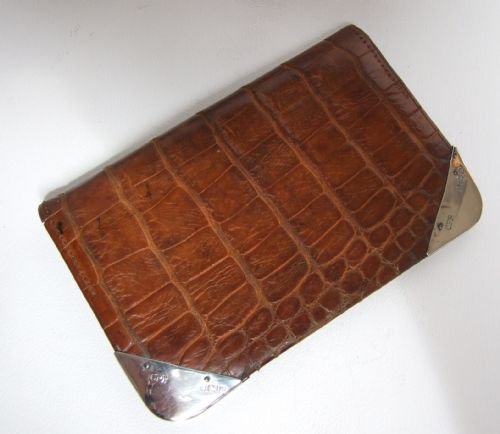 A Beautiful Edwardian Silver Mounted Crocodile Wallet.