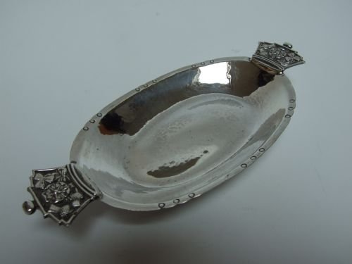 A Superb Arts & Crafts Hammered Silver Dish.