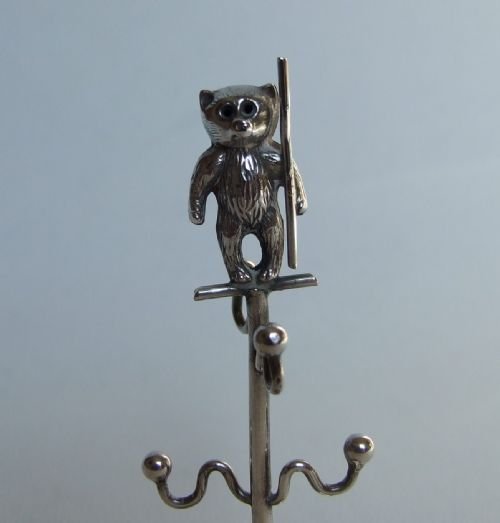 fig 1. A rare Edwardian silver Teddy bear ring tree.