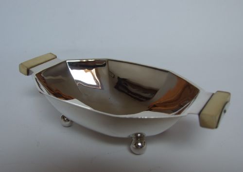 A Stunning Art Deco Silver and Ivory Dish.