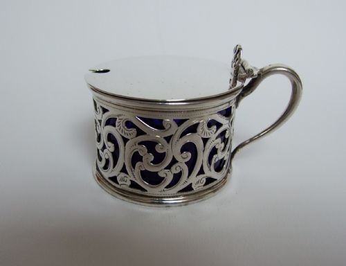 A Quality Victorian Pierced Silver Mustard Pot by William Hutton.