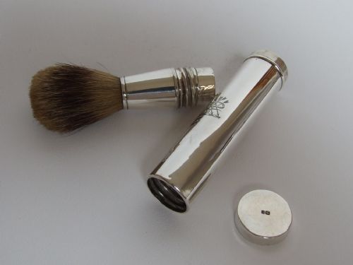 A Rare Edwardian Silver Travelling Shaving Brush. Chester Assay Office.