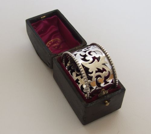 A Lovely Boxed Edwardian Pierced Silver Napkin Ring.