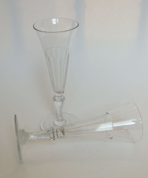 A Superb Pair of Victorian Cut Glass Champagne Flutes.