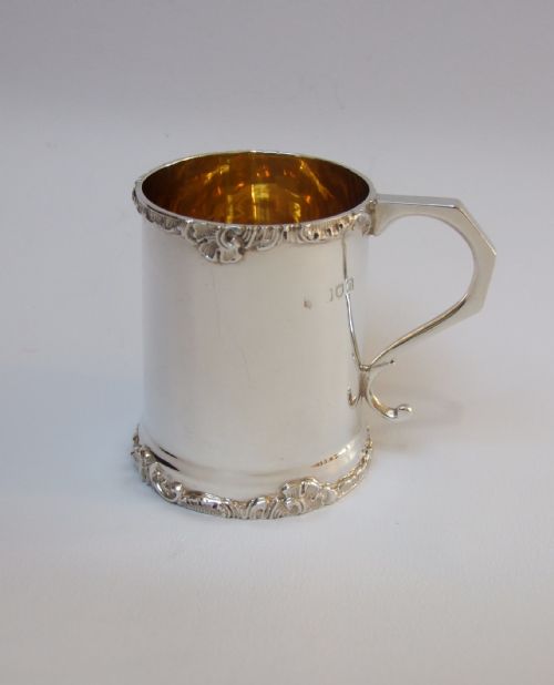 A Gorgeous Silver Gilt Edwardian Christening Mug.