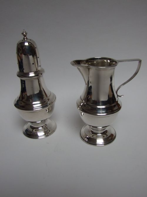 A Fine Silver Cream Jug and Sugar Sifter. 100 Years Old.