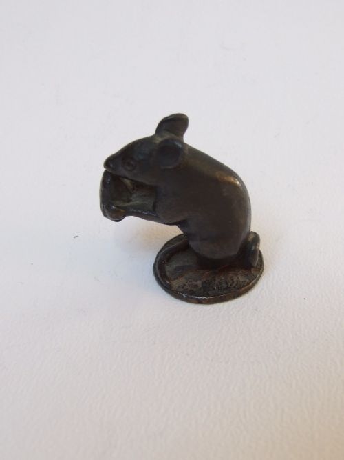 A Delightful Minature Bronze of a Mouse with a Nut.