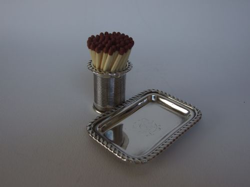 A Most Unusual Victorian Silver Match Striker and Tray.