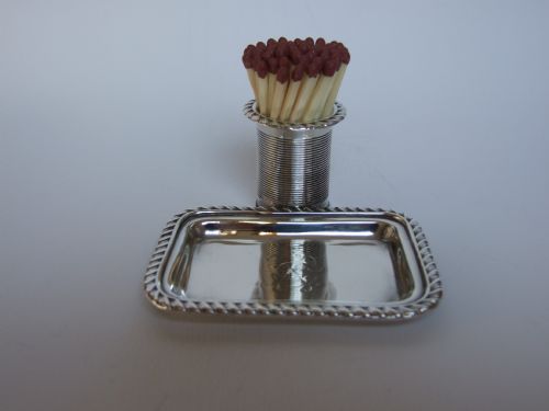 fig 1. A most unusual Victorian silver match striker and tray.