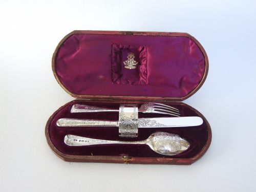 An Exceptional Victorian Silver Christening Set by Frederick Elkington.