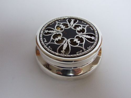 A Fabulous Edwardian Pierced Silver and Tortoiseshell Pot Pourri Pot.