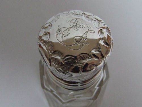 fig 1. A lovely Edwardian silver mounted perfume bottle.