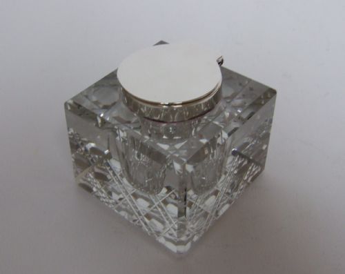 A Handsome Edwardian Silver Mounted Inkwell/paperweight.