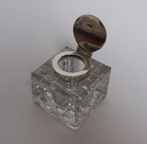 fig 1. A handsome Edwardian silver mounted inkwell/paperweight.