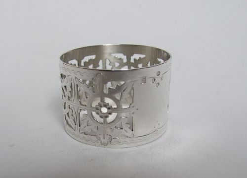 A Superb Pierced Victorian Silver Napkin Ring.