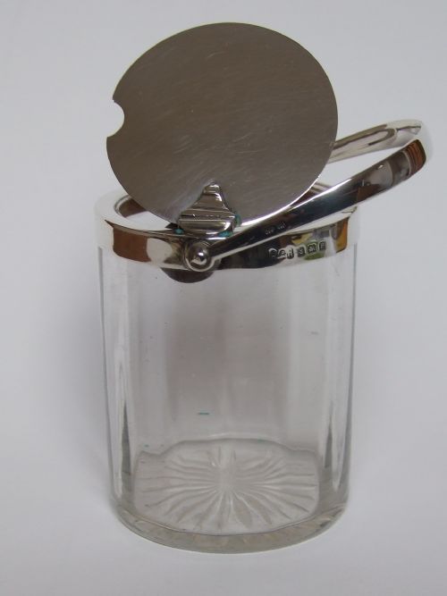 fig 1. A rare silver mounted preserve jar with patented lid mechanism.