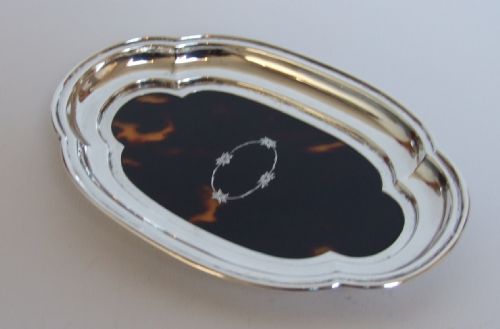 A Lovely Silver Pique and Tortoiseshell Trinket Dish.