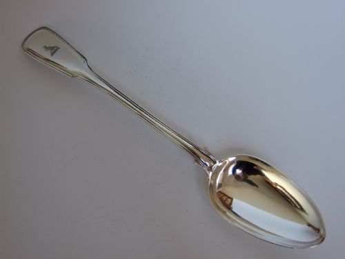 A Magnificent Early Victorian Silver Stuffing Spoon in Fiddle & Thread Pattern.