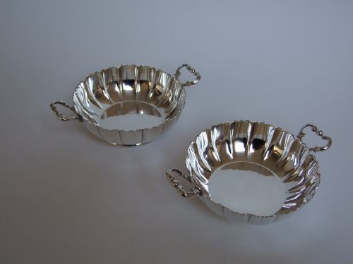 A Superior Pair of Fluted Silver Dishes.