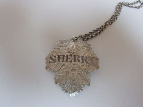 A Good Early Victorian Silver Sherry Decanter Label.