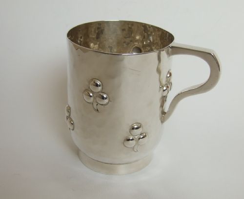 An Unusual Arts & Crafts Edwardian Silver Mug.