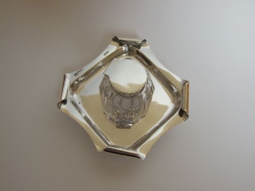 fig 1. An interesting Edwardian silver and glass inkwell.
