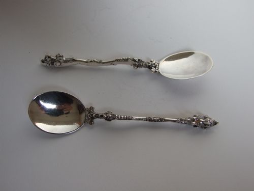 A Rare Pair of Napoleon I French Silver Preserve Spoons.