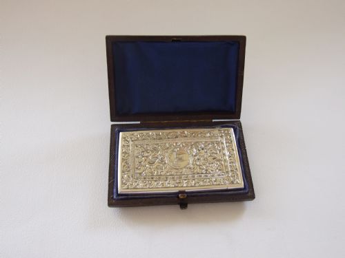 A Rare Boxed Victorian Silver Card Case.