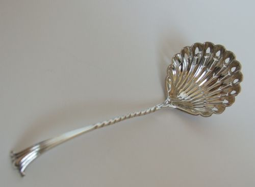 A Charming Onslow Pattern Victorian Silver Sifter Spoon.