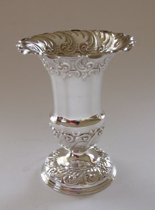 A Splendid Late Victorian Silver Posy Vase.
