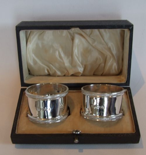 A Good Pair of First World War Period Silver Napkin Rings.